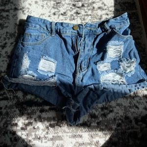 SHEIN distressed short shorts